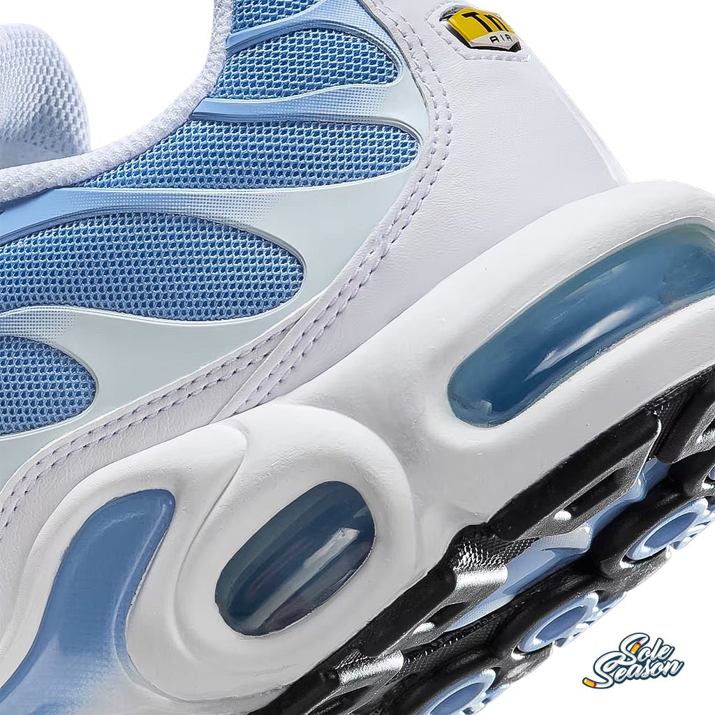 Nike Air Max Plus Baby Blue White – close-up of heel and Air unit