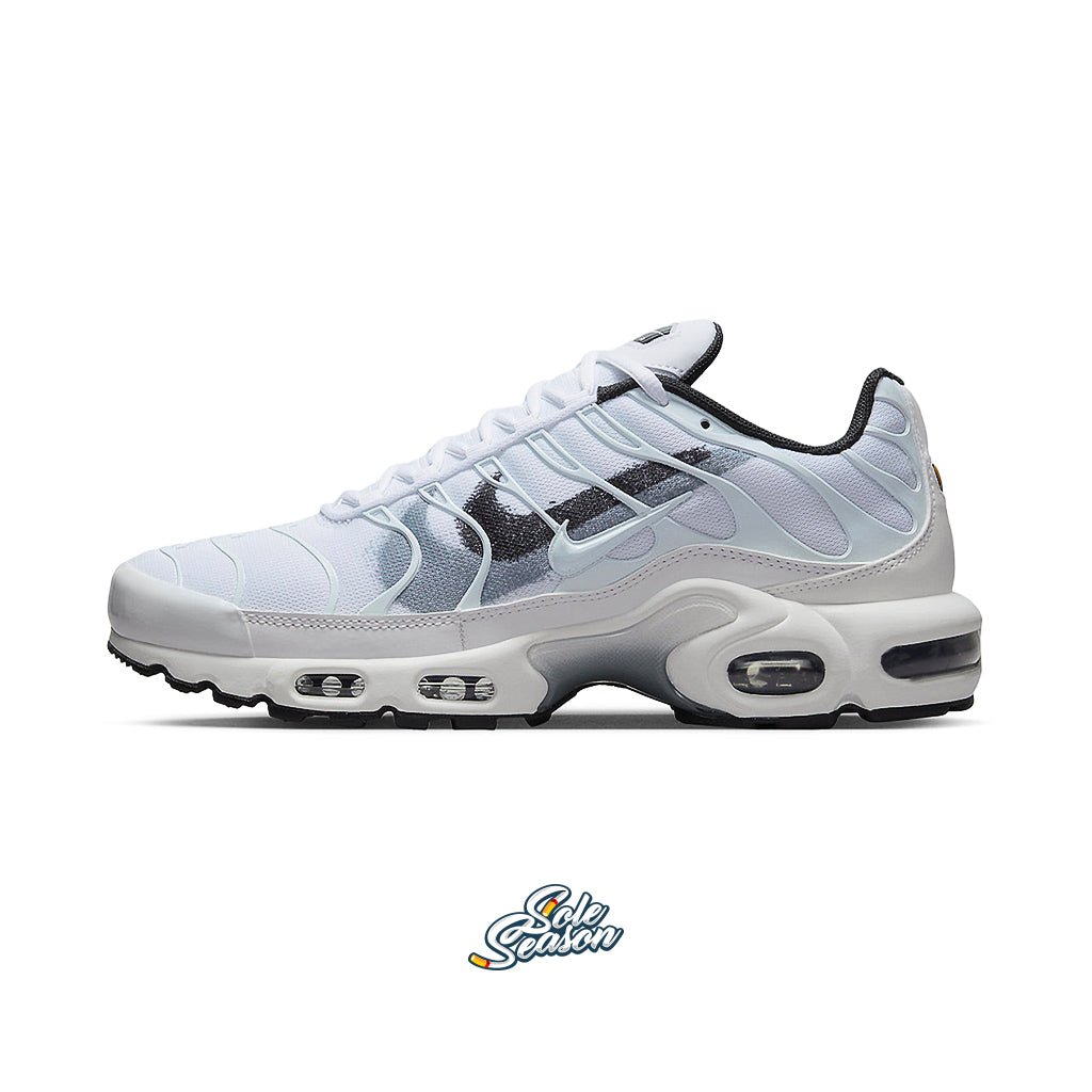 white nike tn spraypaint swoosh - side