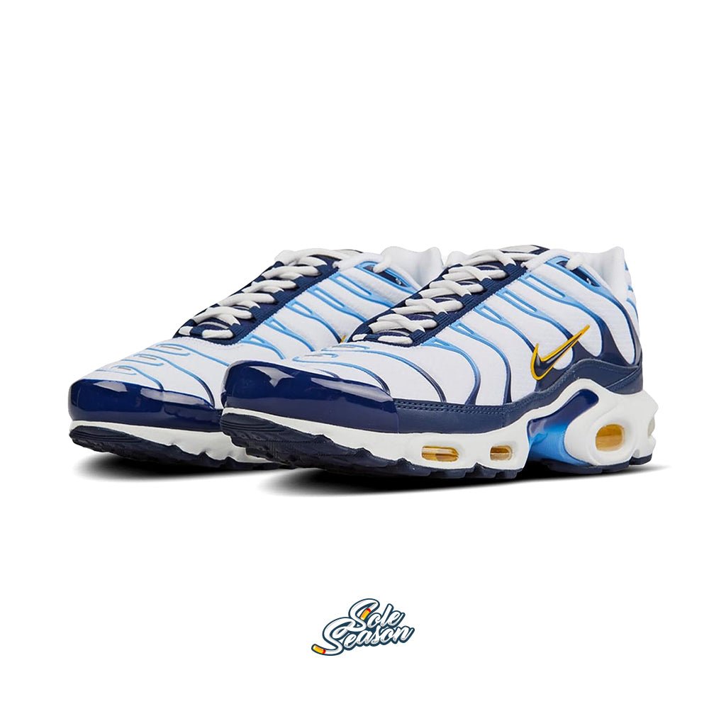 Nike tuned 1 hot sale white blue gold