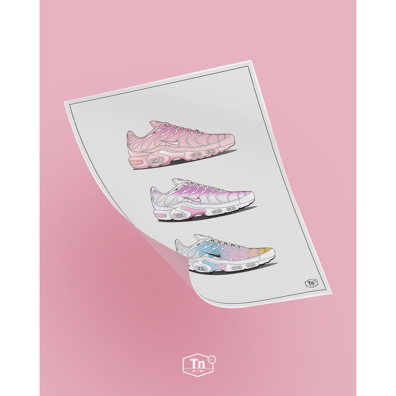 Nike Air Max Plus Tn 'Atlanta, rosa Fade, Regenbogen' A3 Poster