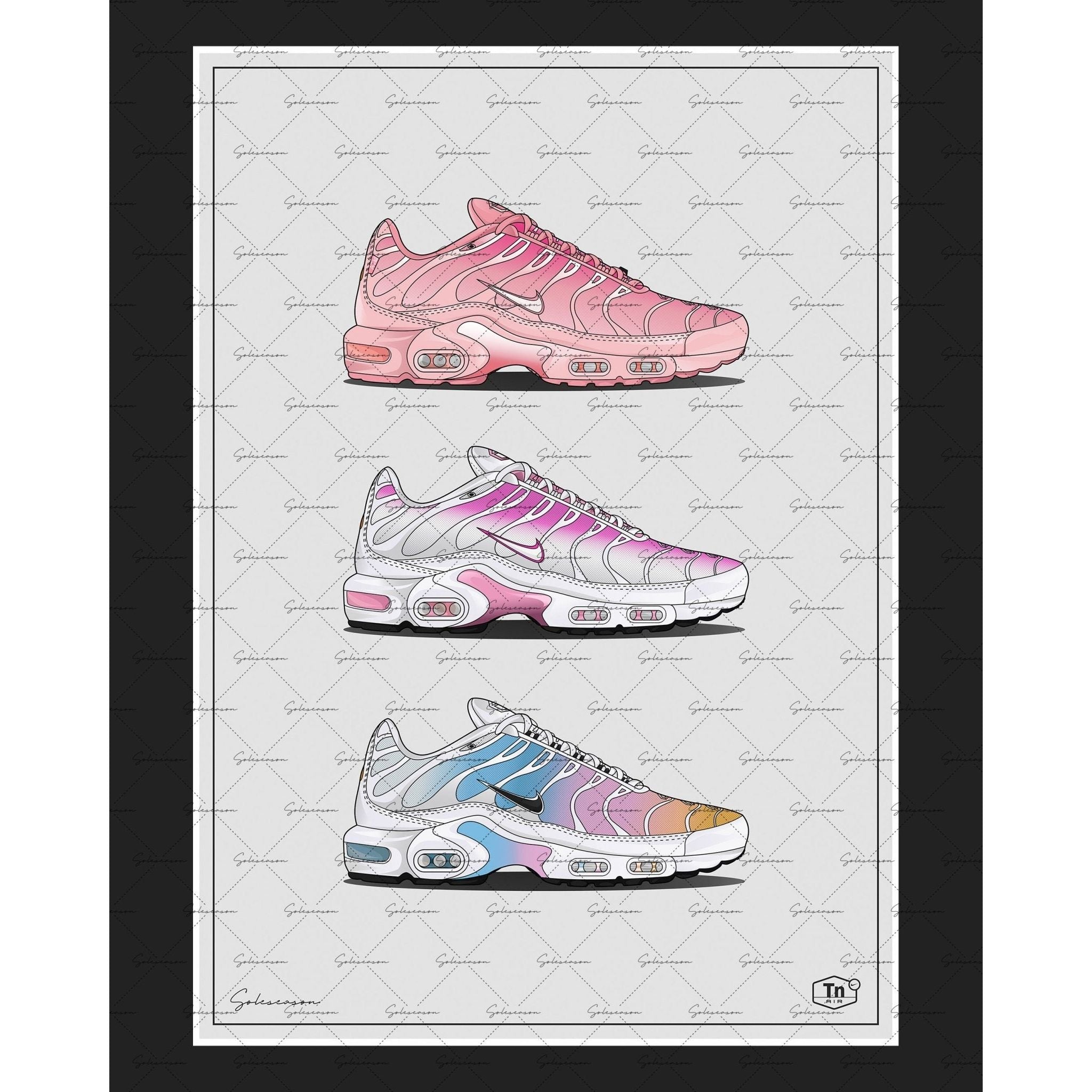 Nike Air Max Plus Tn Atlanta Pink Fade Rainbows A3 Poster