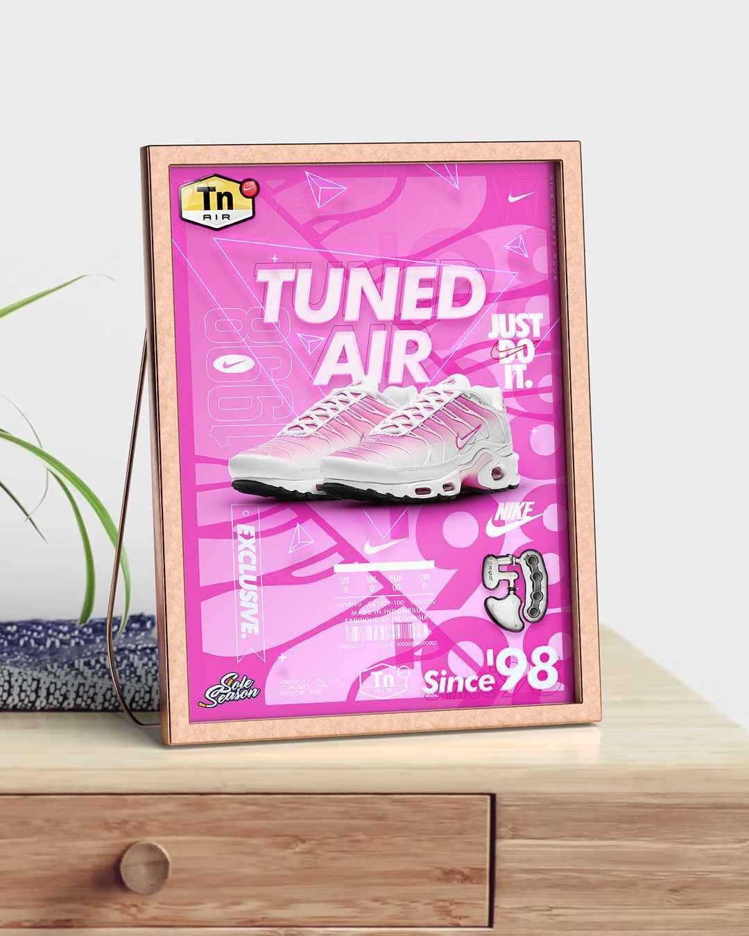 Nike Tn - Pink Fade 'Tuned Depuis '98'-Poster A3
