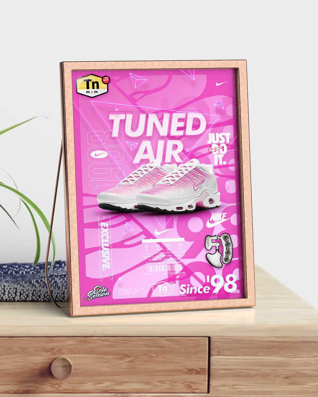 Nike Tn - Pink verblassen "Abgestimmt seit" 98 "-A3 Poster